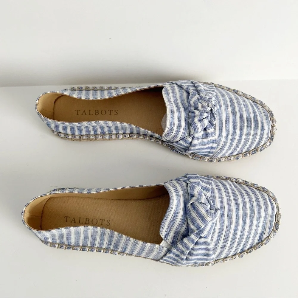 Talbots Izzy Stripe Knotted Linen Espadrille Shoes